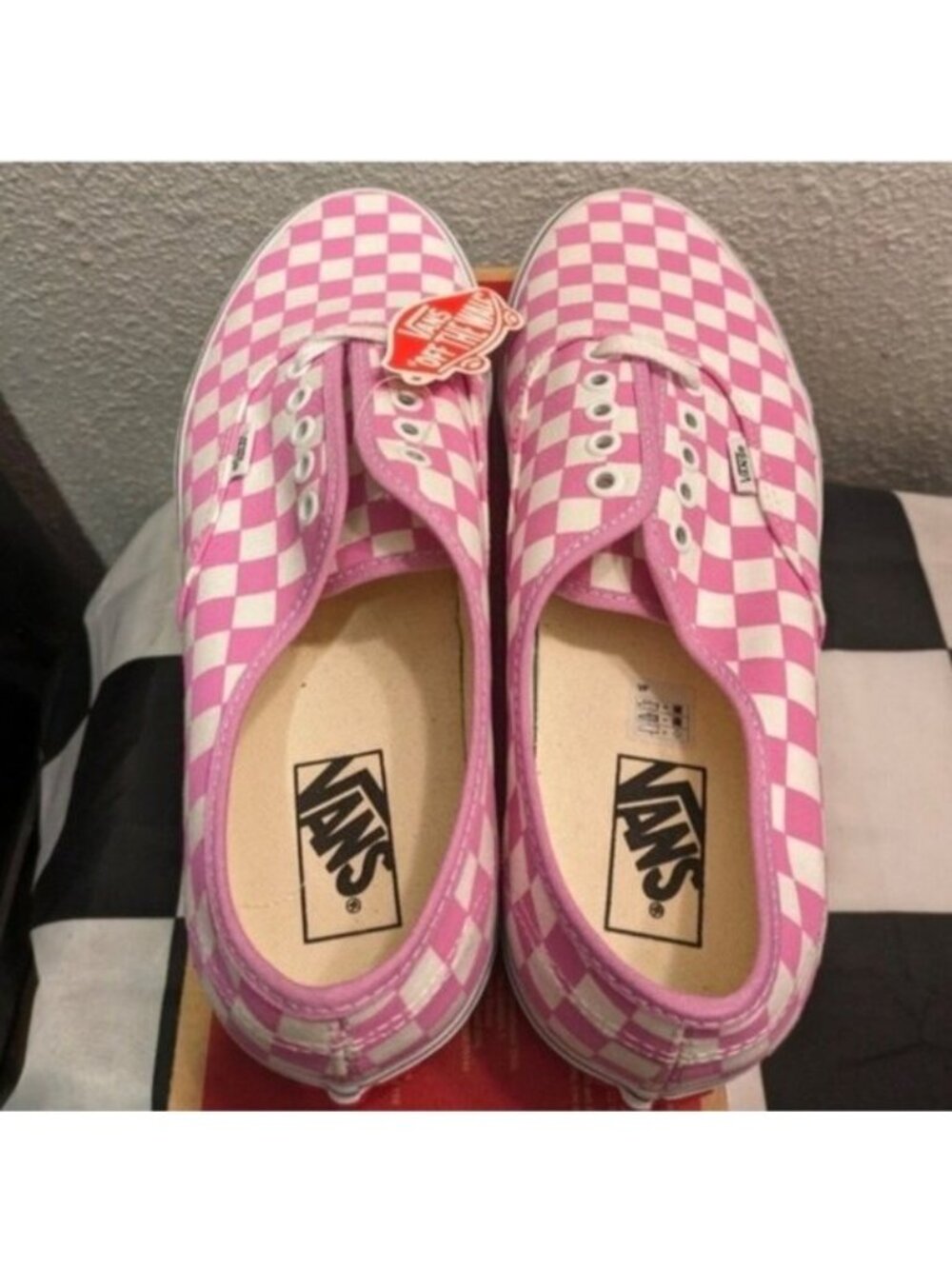 Vans Authentic Checkerboard Men Size 11.5 Orchid and White Pink 0826 - Picture 3 of 11
